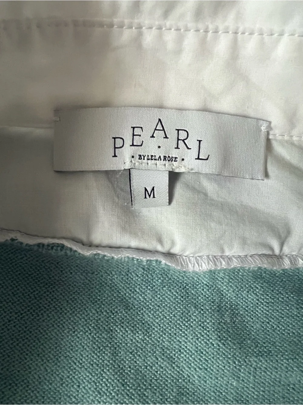 Pearl By Lela Rose 2-in-1 Layered Merino Wool Sweater Size M, Lt.. Turq., EUC - Picture 7 of 16
